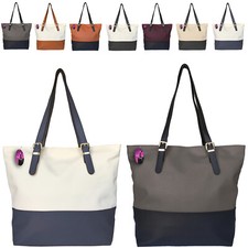 Large Handbag Fashion Oversize Big Bag Two Tone Shopper Designer Style Tote 