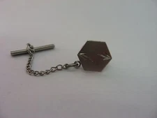 Nice Vintage Sterling Silver Flower Etch Hexagon Mens Tie Tack Lapel Pin Jewelry