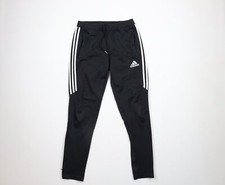 Vtg Adidas Mens Medium Faded Spell Out Soccer Tapered Leg Warm Up Pants Black
