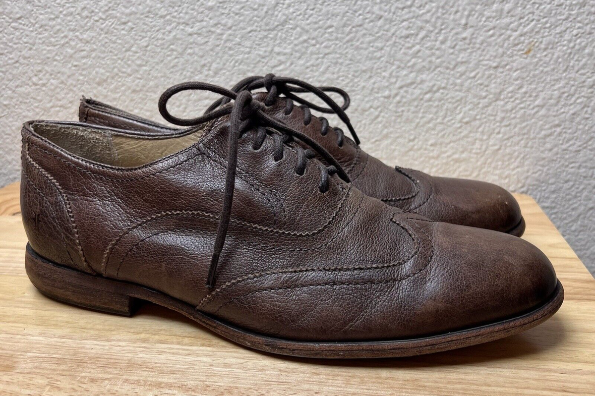 John A Frye Suede Wingtip Brown Men\'s Lace Up Oxford Dress Shoes Men\'s 10.5 Handmade Italian Leather Oxford Wingtip Shoes: Brown & Tan  main image 3