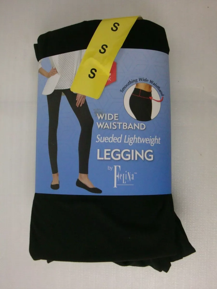 NWT Felina 2 Pack Wide Waistband Sueded Lightweight Leggings Black Size S