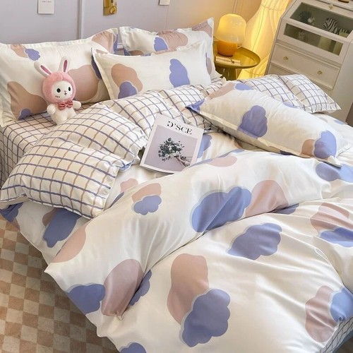 Duvet Cover Set with Flat Sheet Pillowcases Single Double Queen Size Bedding Kit - Picture 23 of 33