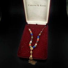 Camrose Kross Necklace JBK Worry Beads "To Jackie" Kennedy Multicolor Gold Tone