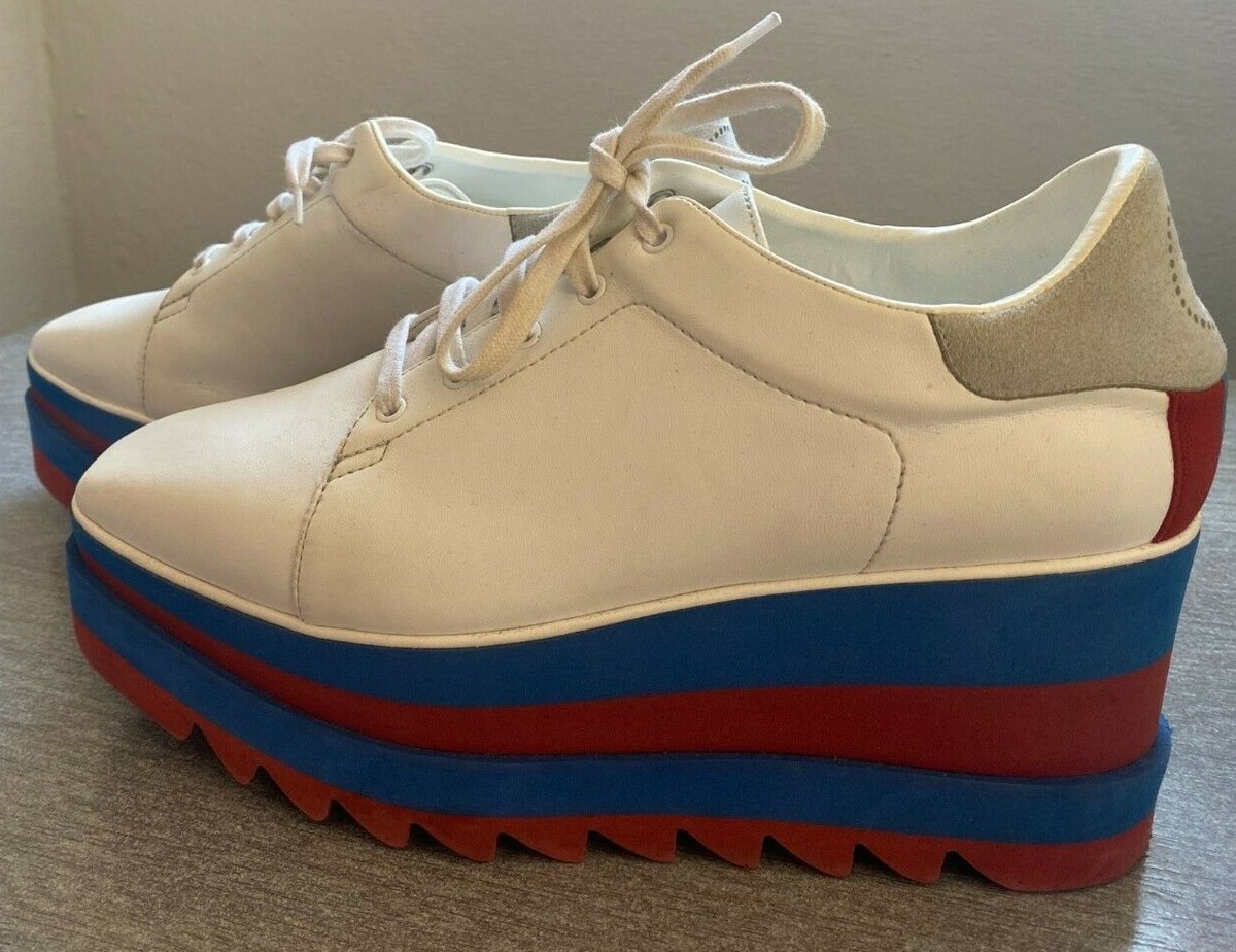 Stella McCartney Elyse Platforms in White with Red/Blue Sole