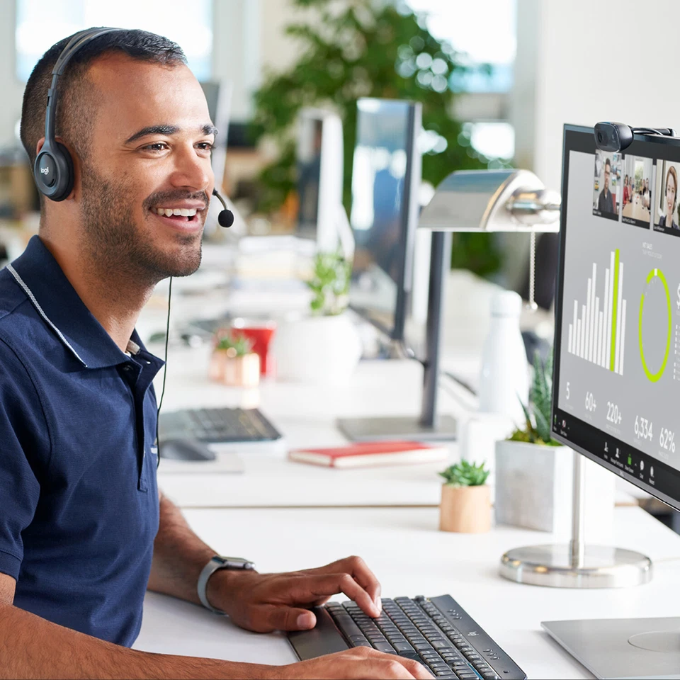 Logitech C270 Webcam 3MP HD 720p 60° Sichtfeld Fester Fokus USB Skype 960-001063 - Bild 4 von 4