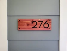 Custom House Address Number Plaque Modern Off Center Sign Personalized Home Wood