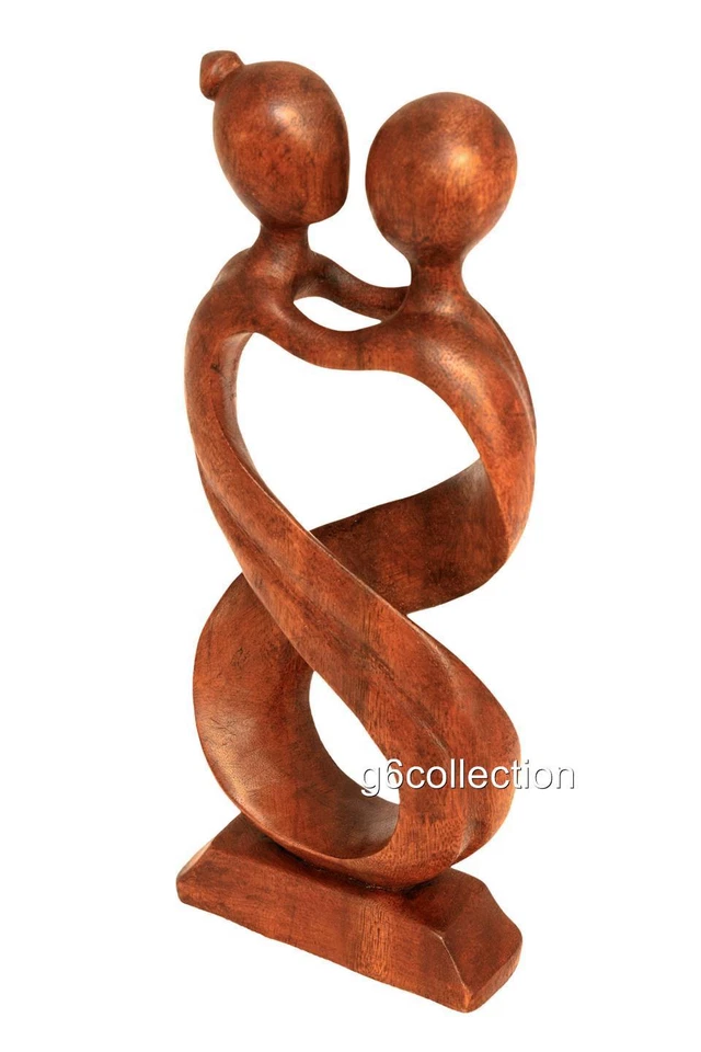 Estatua escultura abstracta de madera de 12" tallada a mano "amor infinito" regalo decoración del hogar Foto 4 de 4