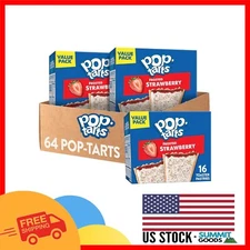 Travel-Ready 64 Pack Frosted Strawberry Toaster Pastries - Kids Snack Delight