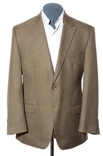 42R Chaps Brown Tiny Houndstooth Check Rayon-Blend Sport Coat Blazer Jacket L