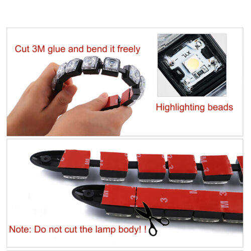 2PCS 12V LED Strip DRL Daytime Running Lights Fog For Car Lamp Driving White QW - Picture 2 of 10