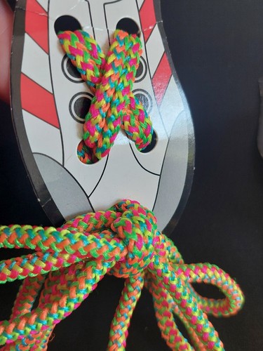 Multi Color Shoe Lace 45" Set Of 2 Laces Orange Green Pink Yellow Round - Picture 3 of 8