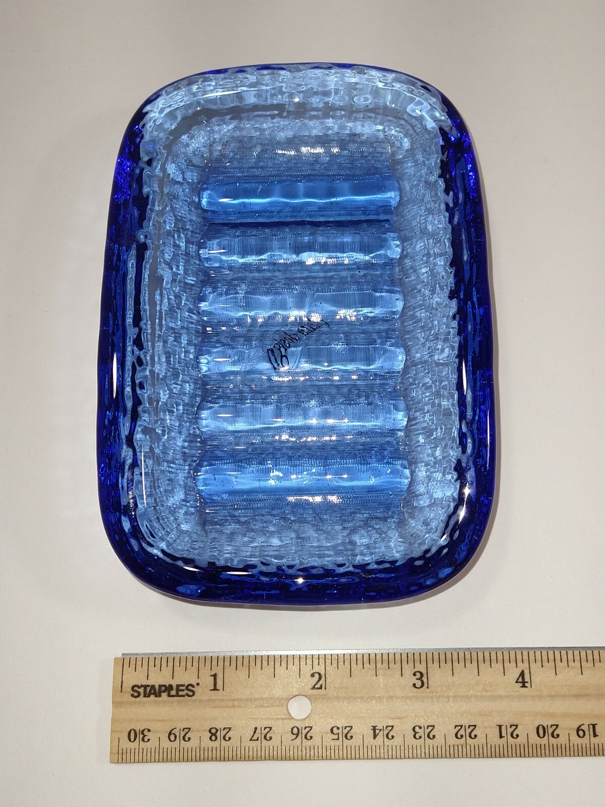 Fire and Light Glass COBALT Soap Trinket Dish 1st Recycled Art Glass