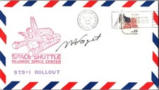 Max Faget Firmato STS-1 Space Shuttle Rollout Cover con COA NASA