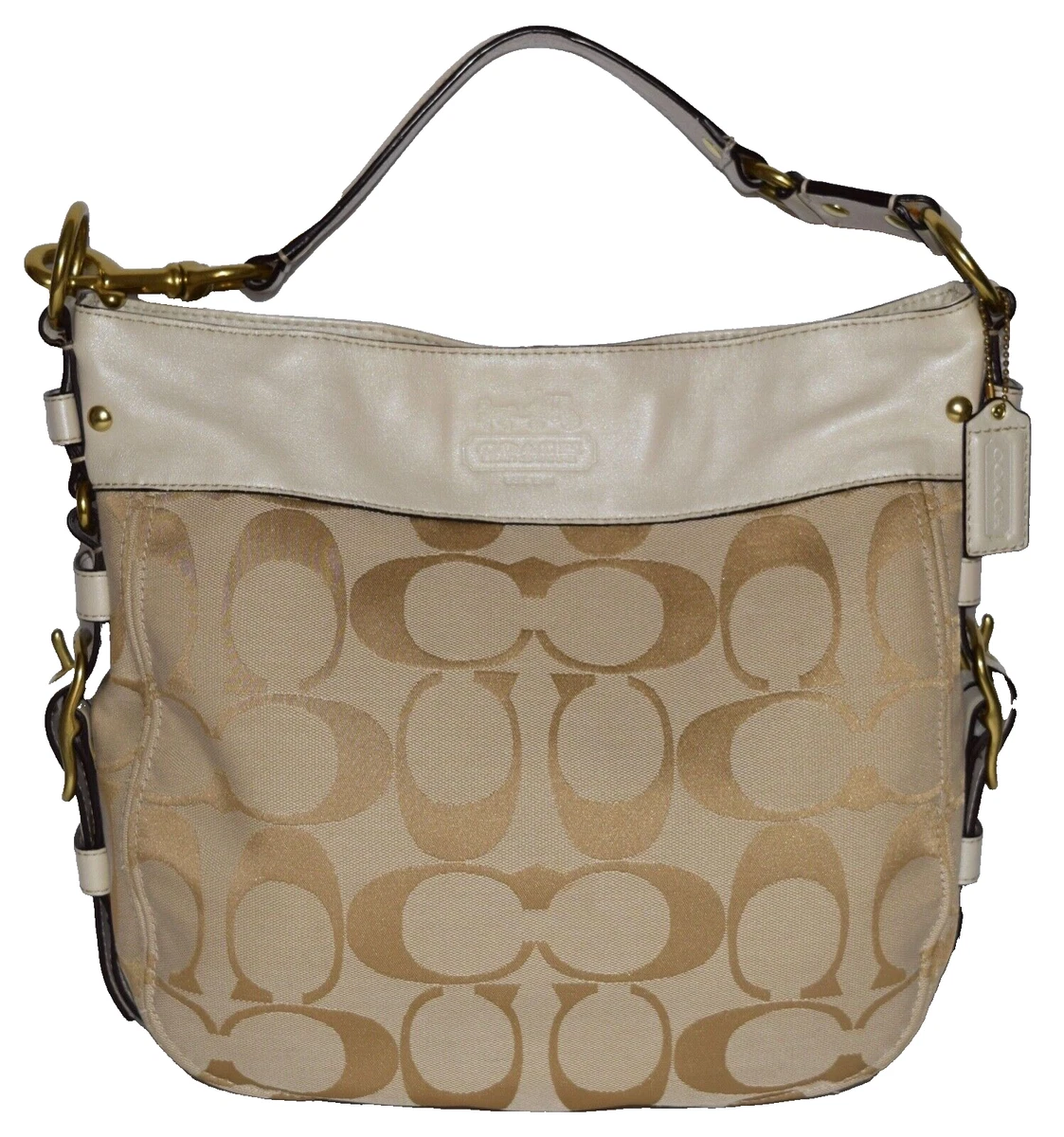 COACH Zoe M0868-12674 Cream Signature Print Canvas Leather  