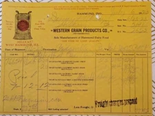 1923 Western Grain Products Co Billhead Receipt Dairy Feed West Hammond Illinois
