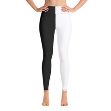 Color Split Black and White Yoga Leggings