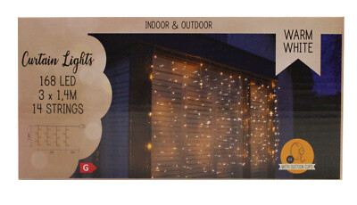 168 LEDs 3x1,4 m Curtain Lights Lichterkette warmweiß Cluster Lichtervorhang
