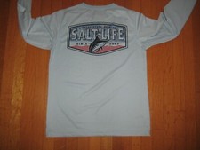 SALT LIFE SLX BLUE LONG SLEEVE FISHING TEE TOP SHIRT BOYS YOUTH SIZE LARGE