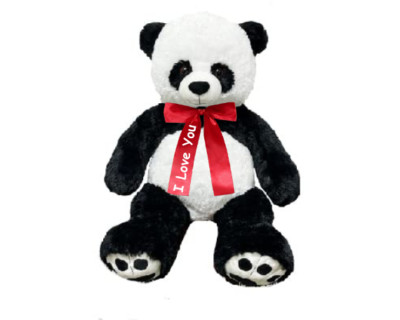 Large 3 Foot Panda Teddy Bear Plush Toy with Red Ribbon (I Love You))