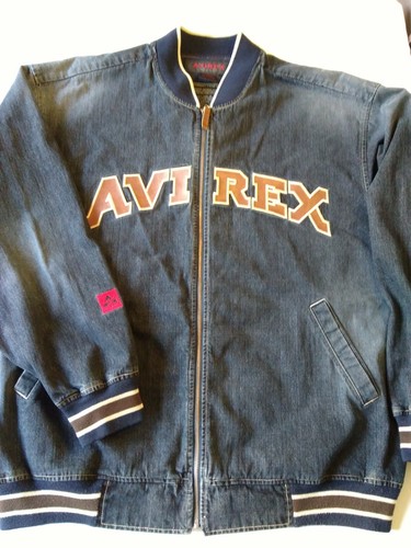 De Colección Chaqueta Vaquera Bombardero Avirex Para Hombre Talla 3X  explicar logotipo con cremallera Varsity | eBay