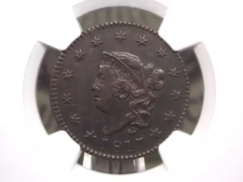 1817 Coronet Head Large Cent 1c NGC AU55 BN #001 About Unc *13 STARS* ECC&C, Inc