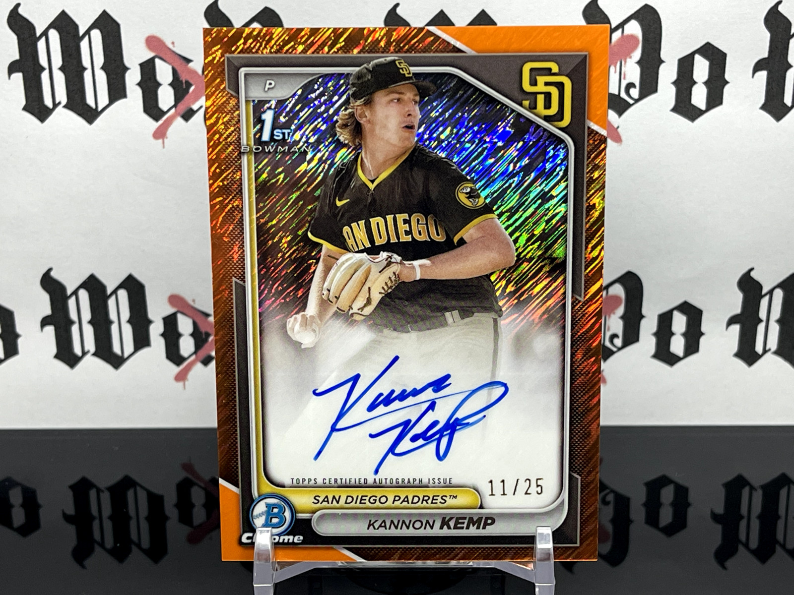 2024 Bowman Chrome Kannon Kemp 1st Prospect Auto #CPA-KK Orange Shimmer /25 SSP