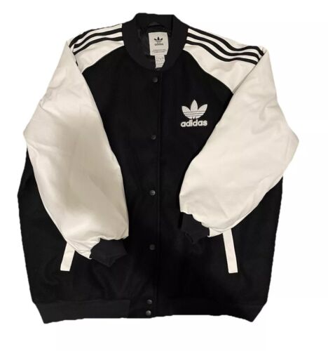 adidas Originals Women's Adicolor Collegiate Jacket Sz Large Oversize Black/Whte