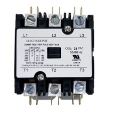 40 AMP Contactor 3 Pole, Motor, Lighting, Refrigeration 30A, 40A NEMA Coil 24V 