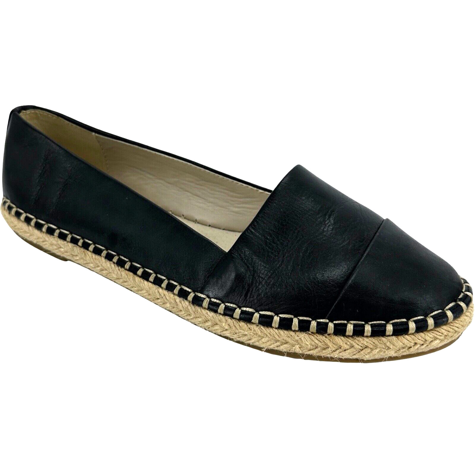 Para mujer Aldo Oleawiel Alpargata Cuero Negro Puntera Sin Cordones Gorra Zapatos Planos Talla 9