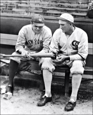 Babe Ruth And Joe Jackson Sitting Down Together Black And White 8x10 ...