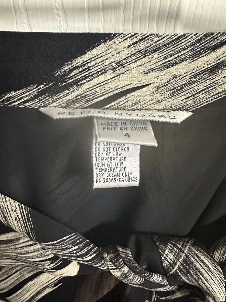 2 Peter Nygard Express Negro Beige Seda Midi Falda Natación Baño Envoltura Años 90 Encubrimiento Foto 4 de 4