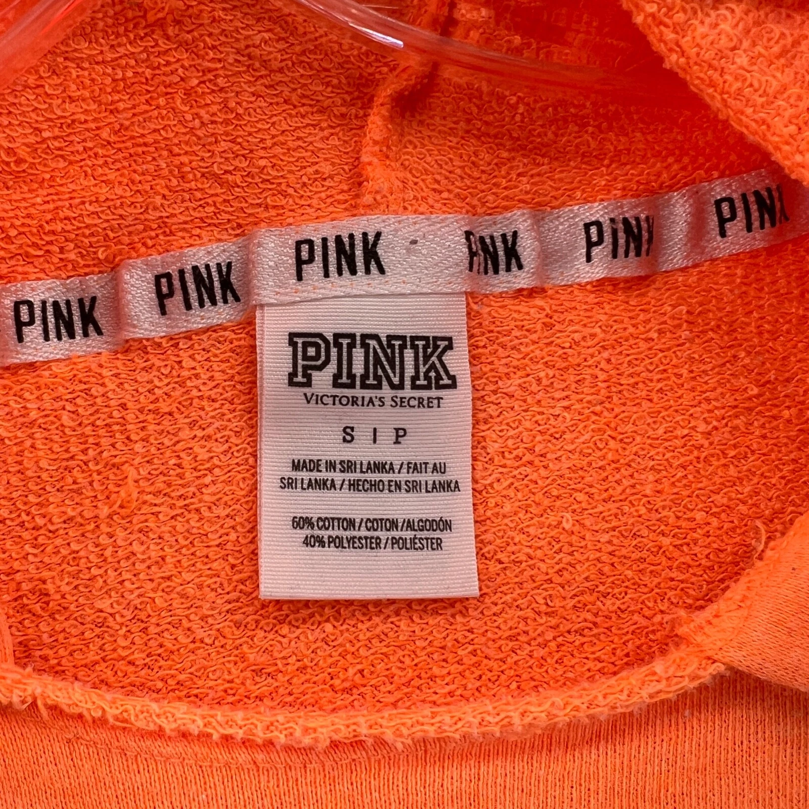 UNDERCOVER Felpa con cappuccio Victoria's Secret donna piccola pullover arancione manica lunga logo top