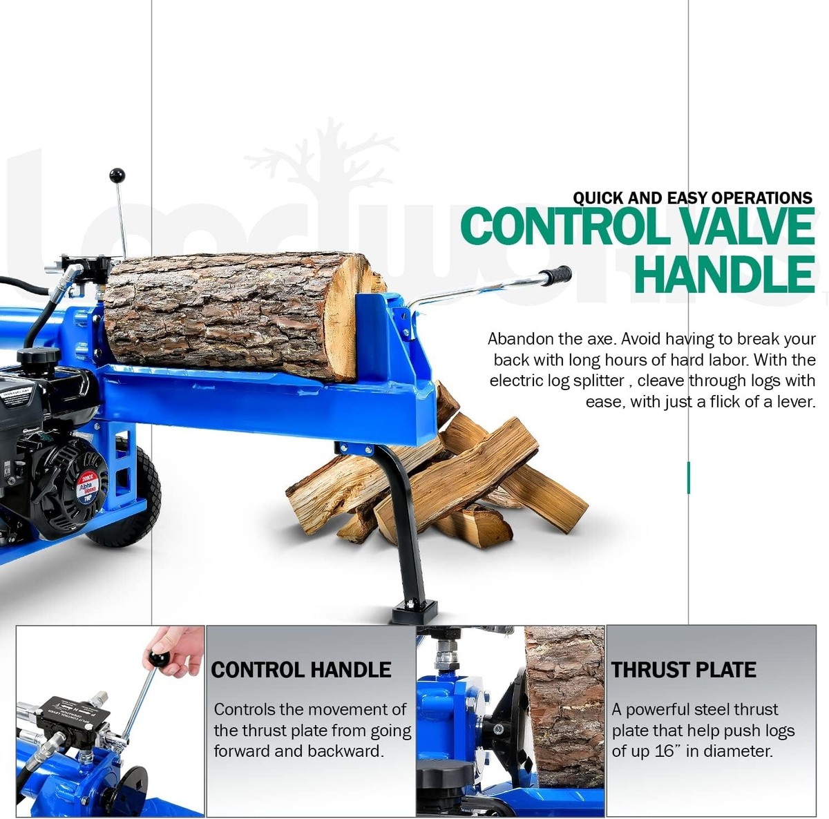 Landworks Log Splitter Portable 20 Ton Rapid Auto Return System Bucher Gear  7HP | eBay