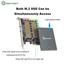 PCIE To M.2 M-key  M.2 B-key SSD Adapter Card with Heatsink 5V RGB Light Strip