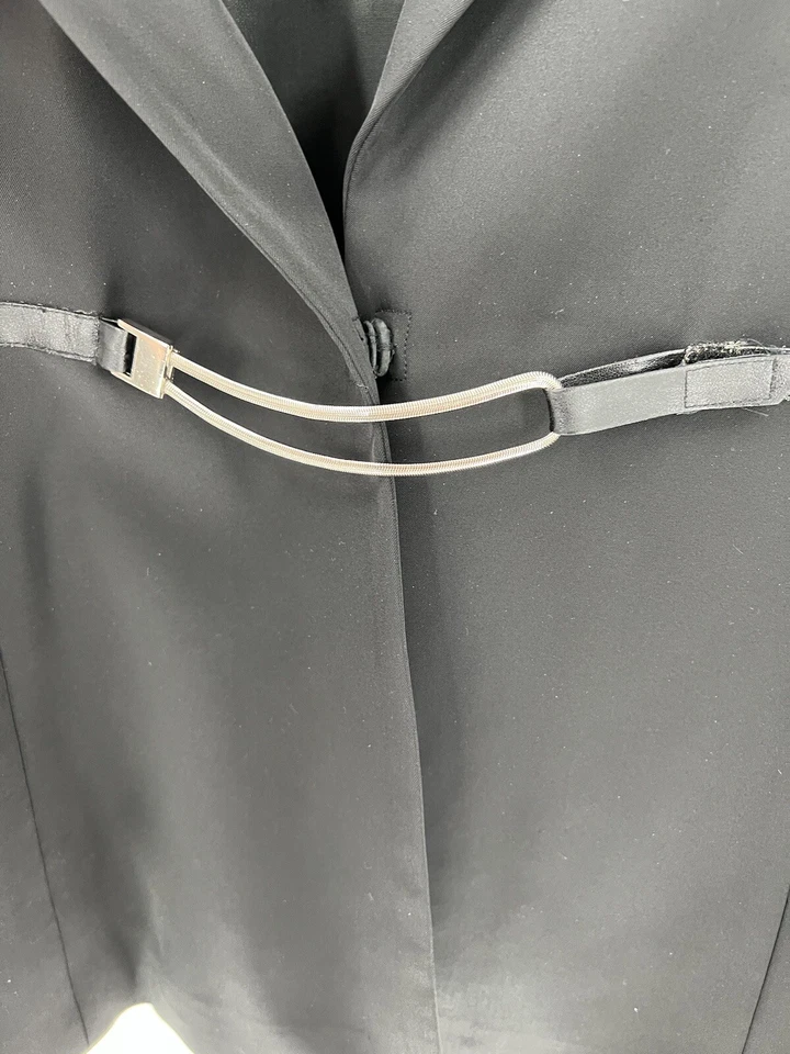 Mary McFadden 复古西装外套女式 12 黑色纽扣银色扣闭合夹克 — 第 4/4 张图片