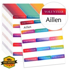200 Volunteer Name Tags, 2x3" Self Adhesive Rainbow
