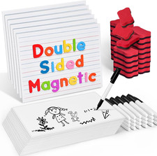 White Board Dry Erase, Small Magnetic Lined White Board Set, Double Sided Magnet
