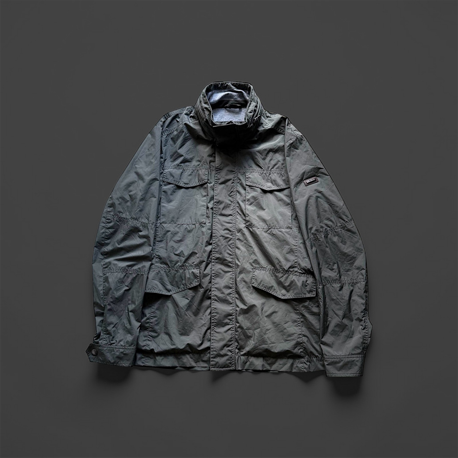 Hackett London Raincoat Jacket Olive Nylon Size M Gently Used Excellent image 8