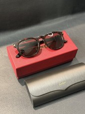 Cartier CT0011SA 002 Women's Round Tortoise Shell Polarized Sunglasses w/ Case