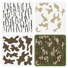 FINGERINSPIRE 3 Pcs Layered Camo Stencils - 11.8x11.8 inch Plastic Camouflage Pa