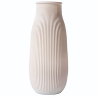 Dekovase Glasvase Vase Blumenvase Tischvase Hellbeige 25 Cm Geriffelt Modern