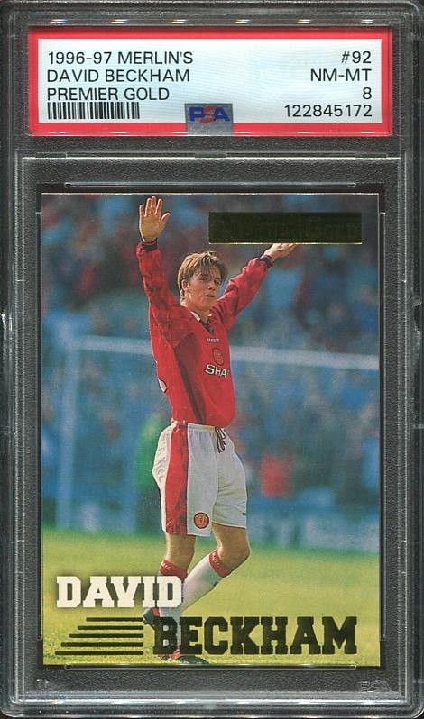 1996-97 David Beckham Rookie Merlin's Premier Gold #92 Manchester United PSA 8