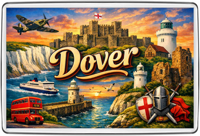 Dover Castle White Cliffs Leuchtturm Kent UK Kühlschrankmagnet Reise Souvenir Geschenk