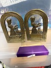 2 sujetalibros vintage Mazel Tov Bas Mitzvá metal fundido judaico tono bronce par