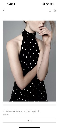ZARA NEW WOMAN POLKA DOT HALTER TOP/MINI DRESS ECRU BLACK XS. CURRENT SEASON - Picture 2 of 5