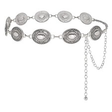 Western Concho Metal Chain Belt Cowgirl Boho Waist Belt for Dress Jeans