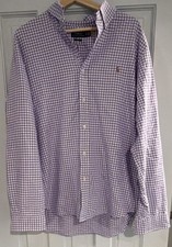 Polo Ralph Lauren Men's XL Purple Check Cotton Button-Down Long Sleeve Shirt