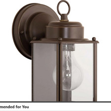 Progress Lighting Outdoor Wall Lantern, 1-Light, Antique Bronze, Glass Shade