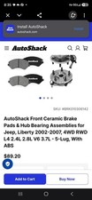 Front Cer. Pads Hub Assembliesjeep Liberty 02-07 4wd Rwd L4 2.4l 2.8l V6 3.7l