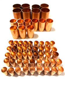 Mixed brands 8 PCs x 1-1/2", 9 Pcs x 1", 45 Pcs x 1/2" Copper Couplings